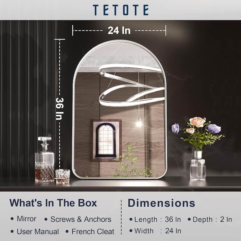 TETOTE Modern Arch Bathroom Wall Mounted Vanity Mirrors