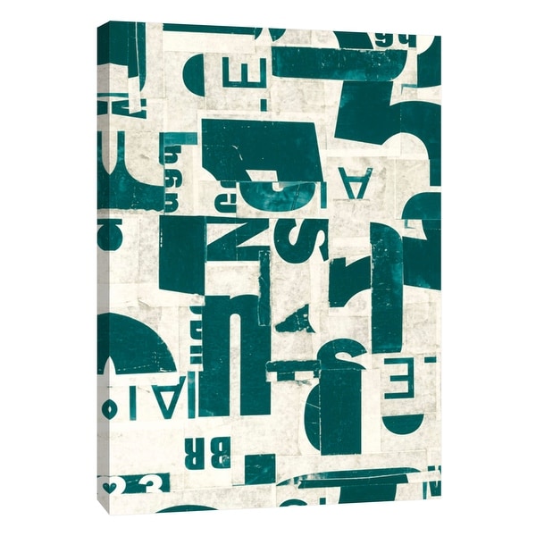 PTM Images 9-105347 PTM Canvas Collection 10" x 8" - "Collaged Letters Dark Green E" Giclee Abstract Art Print on Canvas