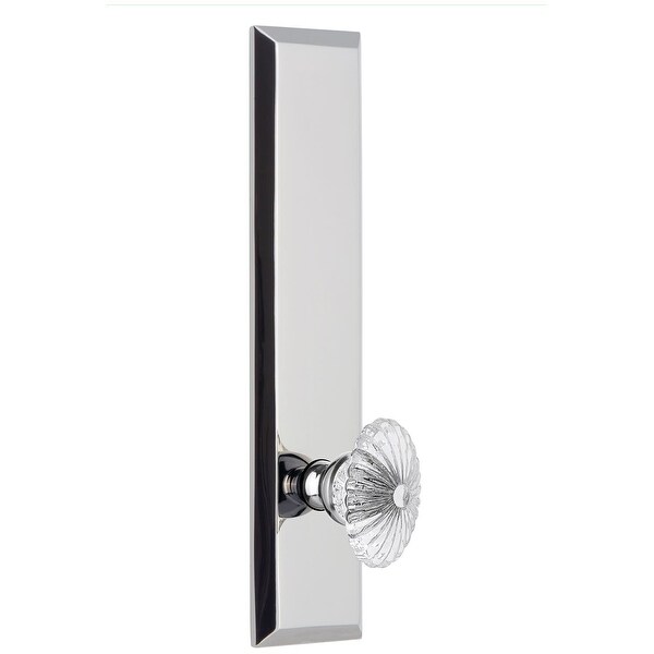 Grandeur FAVBUR_TP_PRV_238_LH Fifth Avenue Solid Brass Rose Left Handed Tall Plate Privacy Door Knob Set with Burgundy Crystal