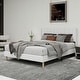 preview thumbnail 47 of 91, Caxkun Upholstered Platform Bed Frame with Wingback headboard White - Queen