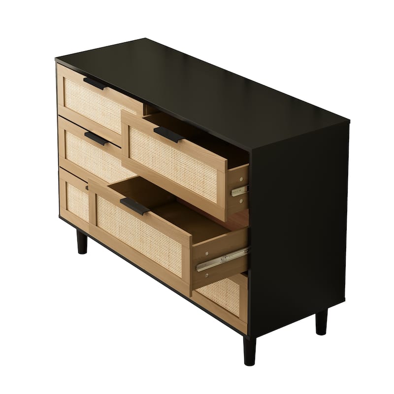 Simple 6 drawers Rattan dresser Rattan Drawer,Bedroom,Living Room