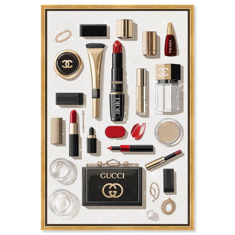 Luxury Makeup Collection II Canvas by Art Remedy - Gold - 24" x 36"