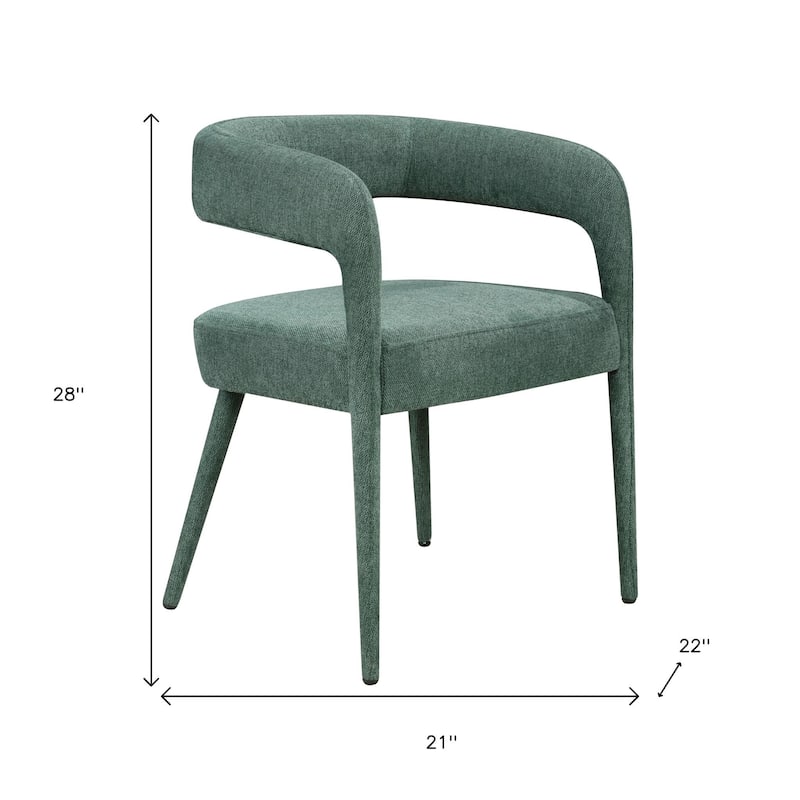 HomeRoots Set of Two Green Upholstered Linen Open Back Dining Side Chairs - 21 in. x 28 in. x 22 in.