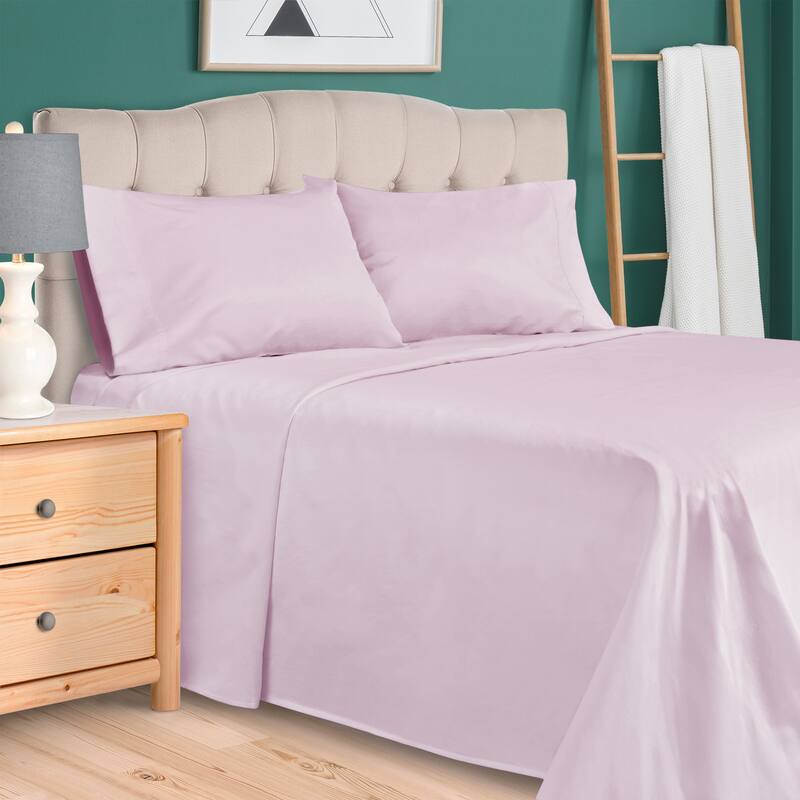 Egyptian Cotton 300 Thread Count Solid Bed Sheet Set by Superior - Twin XL - Lilac
