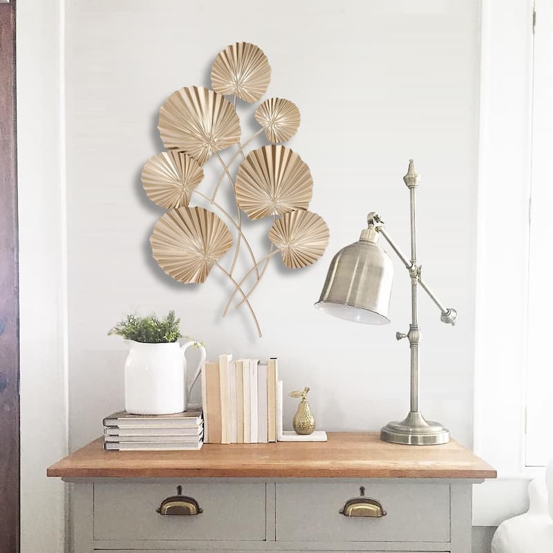 Seven Gold Palm Leaf Metal Wall Art Decor