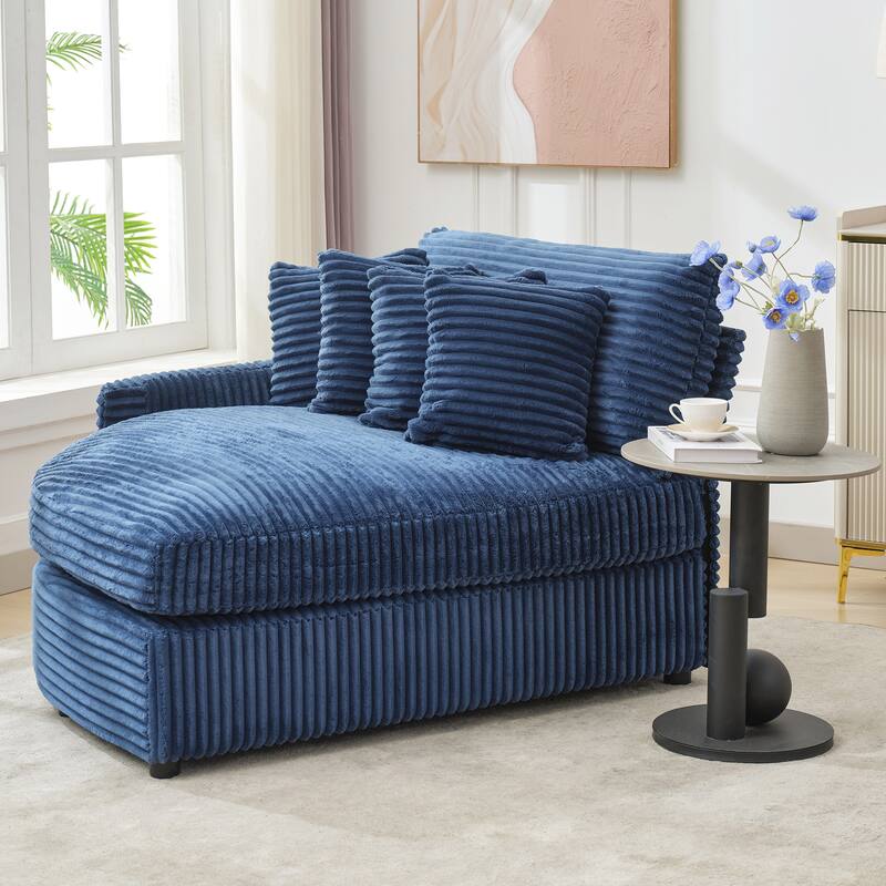 Oversized Fan-shaped Corduroy Couch, 2-piece Sectional Sofa with 4 & 8 Throw Pillows