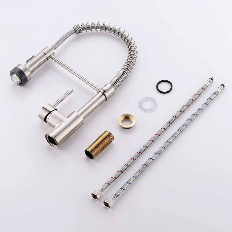 Brushed Nickel Pull Down Sprayer Single Handle Kitchen Faucet with LED - 1.8-in W x 16.3-in H