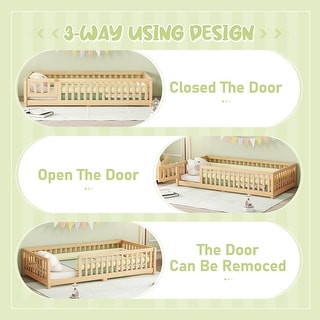 Twin Floor Bed with Guardrails & Door for Kids - Safe & Fun