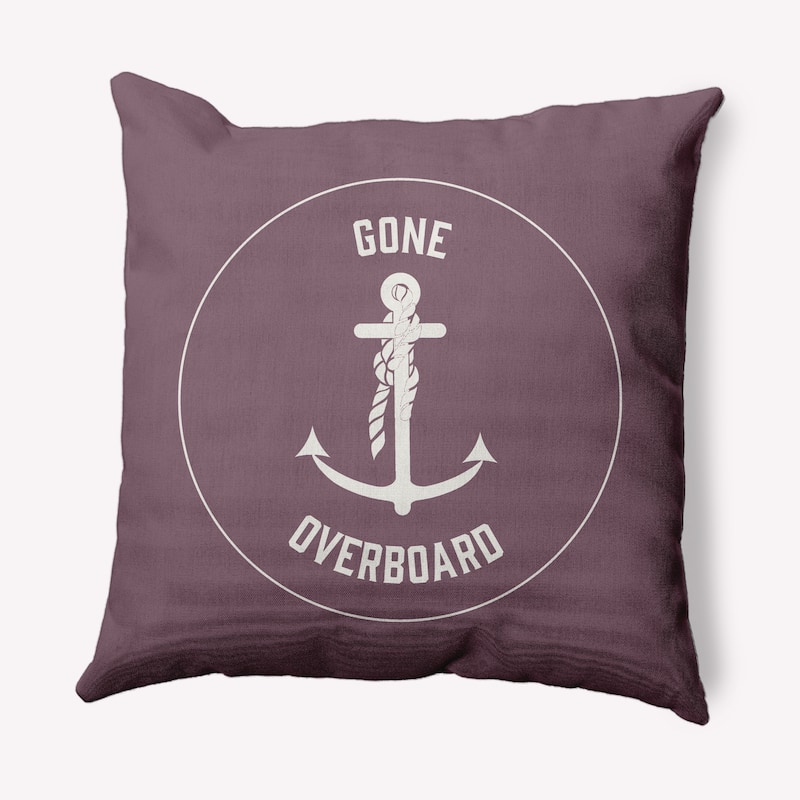 Gone Forever Overboard Nautical Decorative Indoor Pillow - Dusty Purple - 18" x 18"
