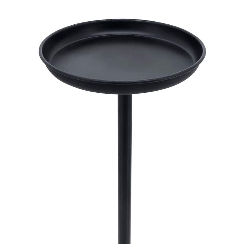 Metal 25"H Drink Table in Black Finish with Round Top Design for Stylish and Functional Living Space Ambiance and
