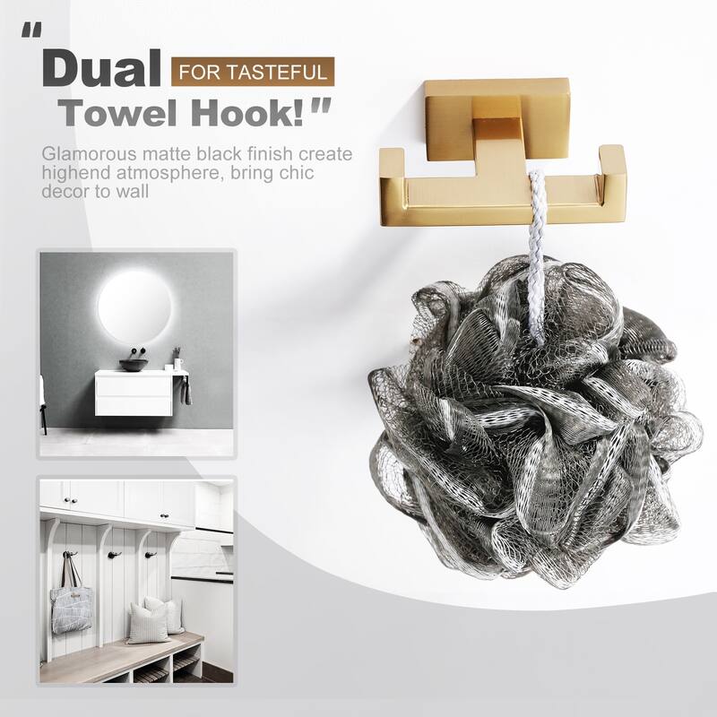 WOWOW Wall Mount Knob Double Robe/Towel Hook in Black