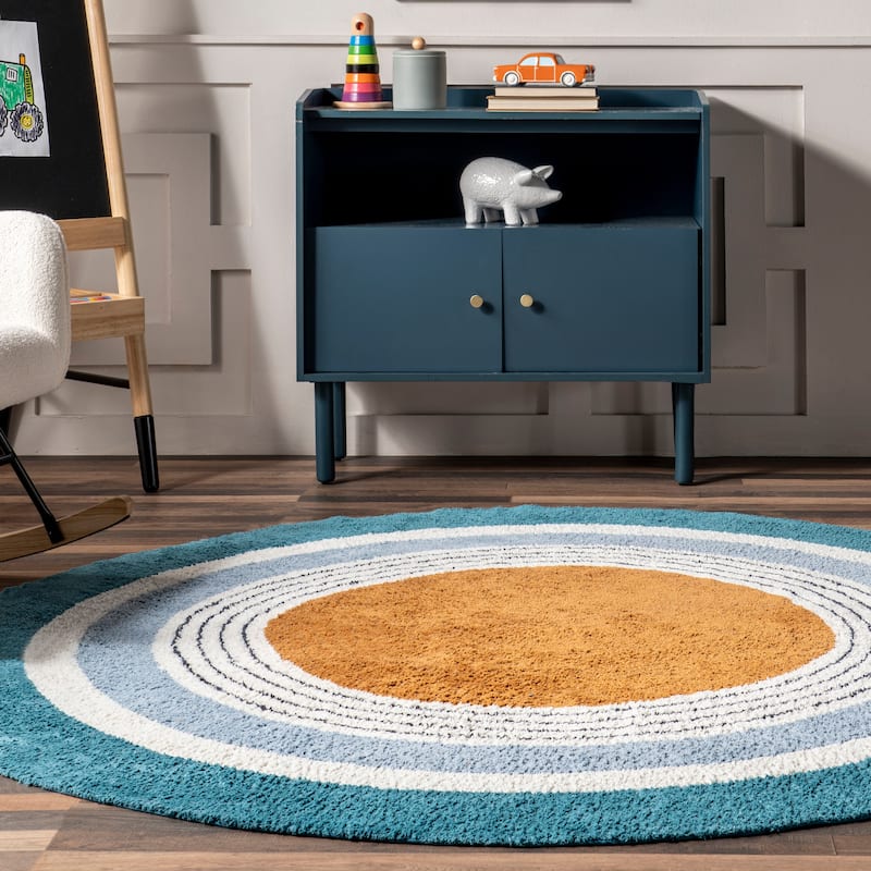 Nuloom Nydia SpinClean Circular Kids Machine Washable Area Rug