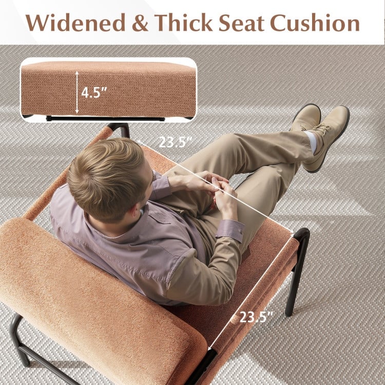Brown Velvet Metal Accent Chair with Thick Cushion and Armrests - 27.5" x 25.5" x 29"
