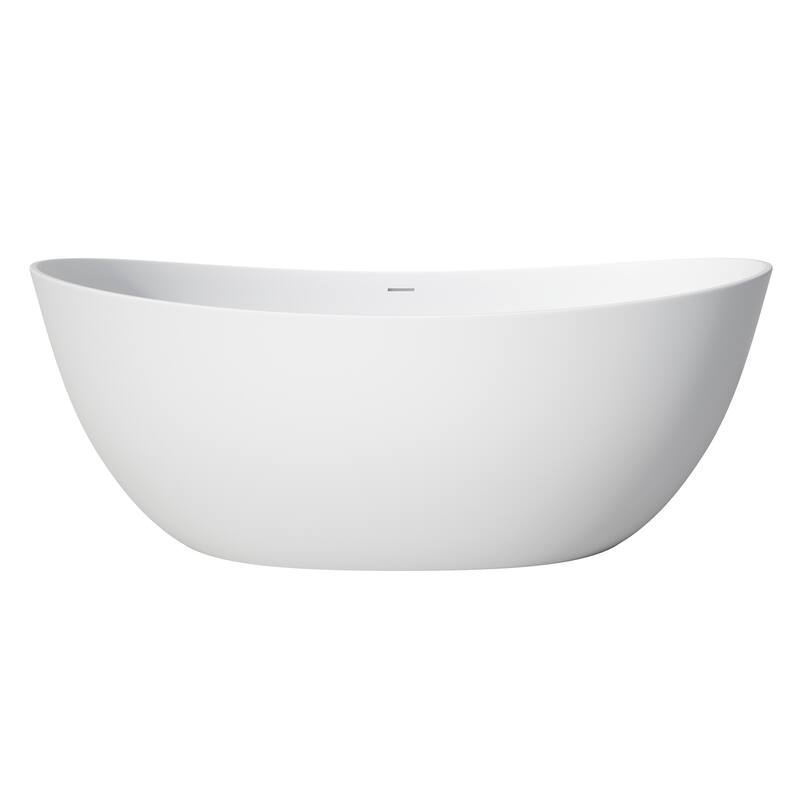 MEDUNJESS 65'' Freestanding Bathtub Solid Surface Soaking Tub