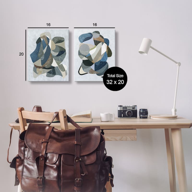 Stupell Neutral Geometric Patterns Canvas Wall Art Design By Coco Good (Set of 2)