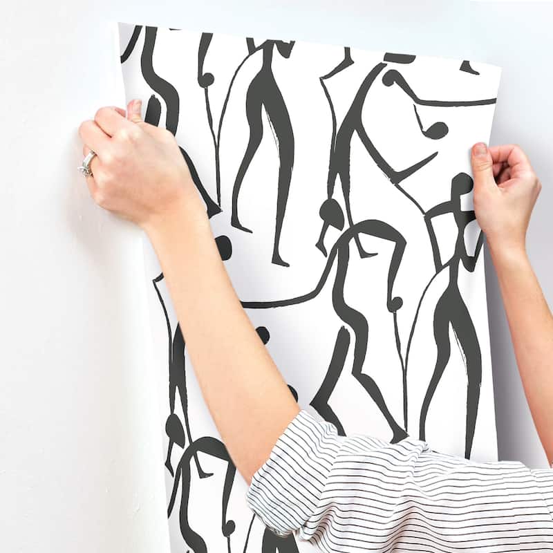 York Wallcoverings Joyful Dancers Carbon Black Wallpaper