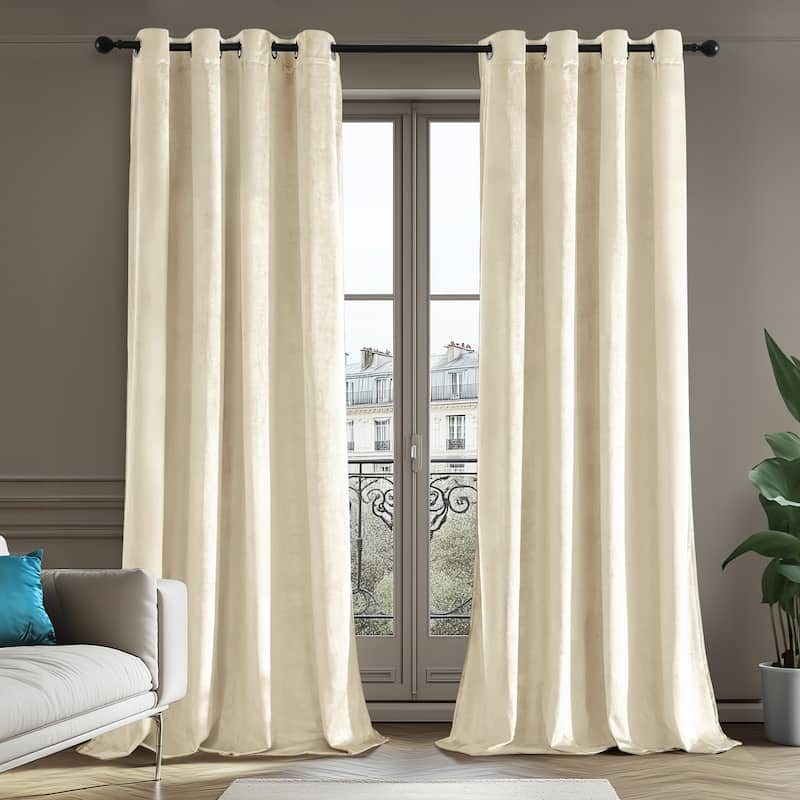 Deconovo Velvet Blackout Curtains, 2 Panels, Thermal Insulated - 52x63 Inch - Light Beige