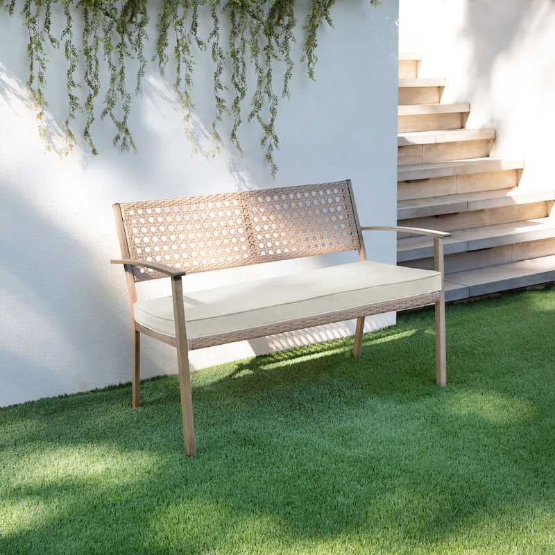 Sorra Home Indoor/Outdoor Solid Corded Bench Cushion - 60 x 18 x 2 Bench Cushion Corded - Ivory