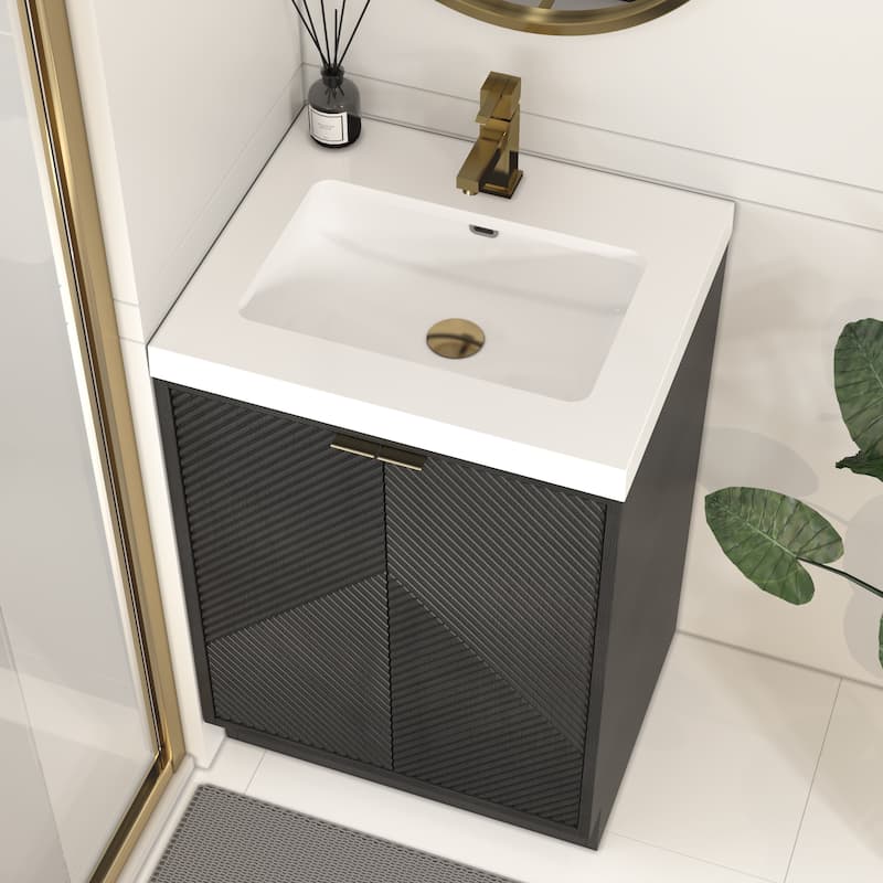 Milano 24" Freestanding Bathroom Vanity with White Acrylic Sink