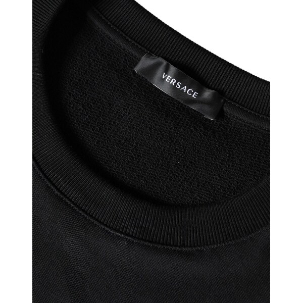 Versace Black Medusa Fleece Cotton Crew Neck Sweatshirt Men's