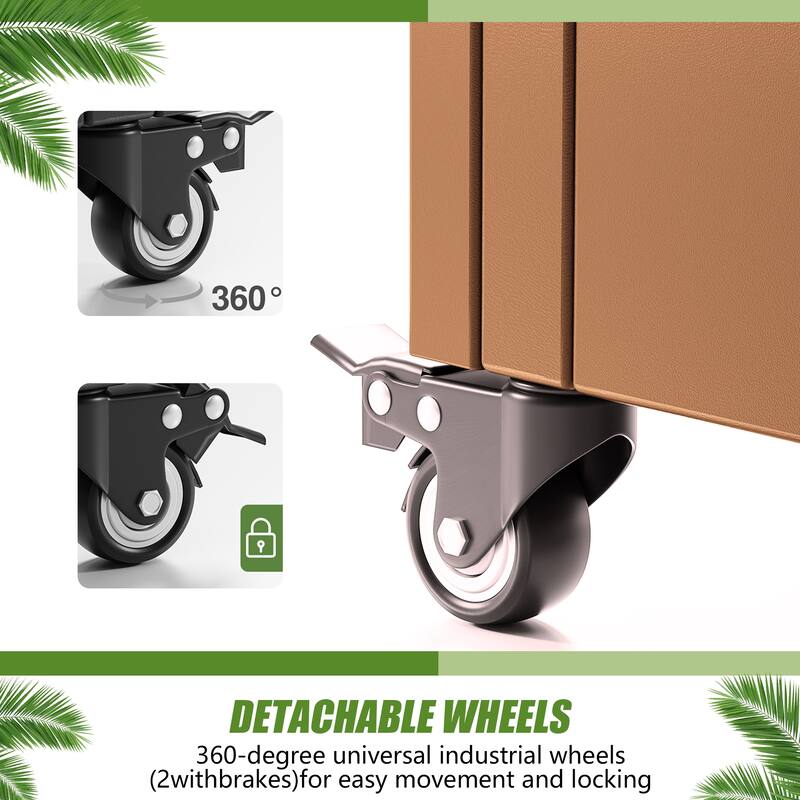 Raised Garden Bed Planter with Trellis Movable Planter Box with Lockable Wheels