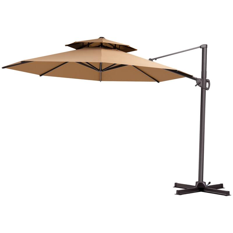 VredHom 11.5FT Dual Wind Vent Offset Cantilever Canopy Patio Umbrella