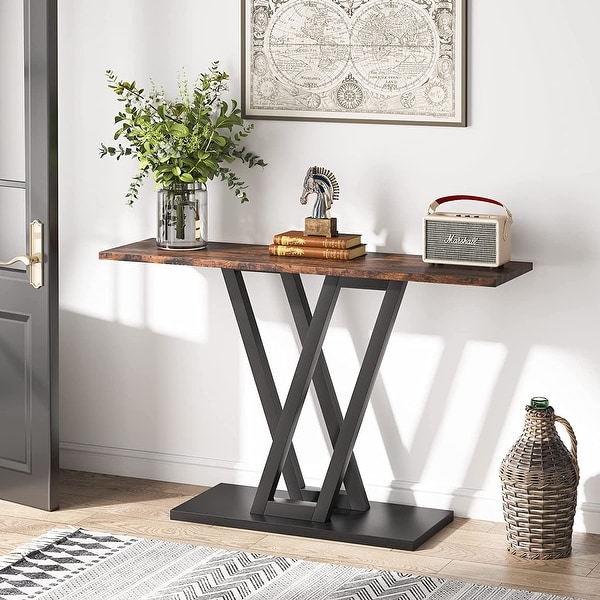 Industrial Console Table for Entryway Narrow Sofa Table Living