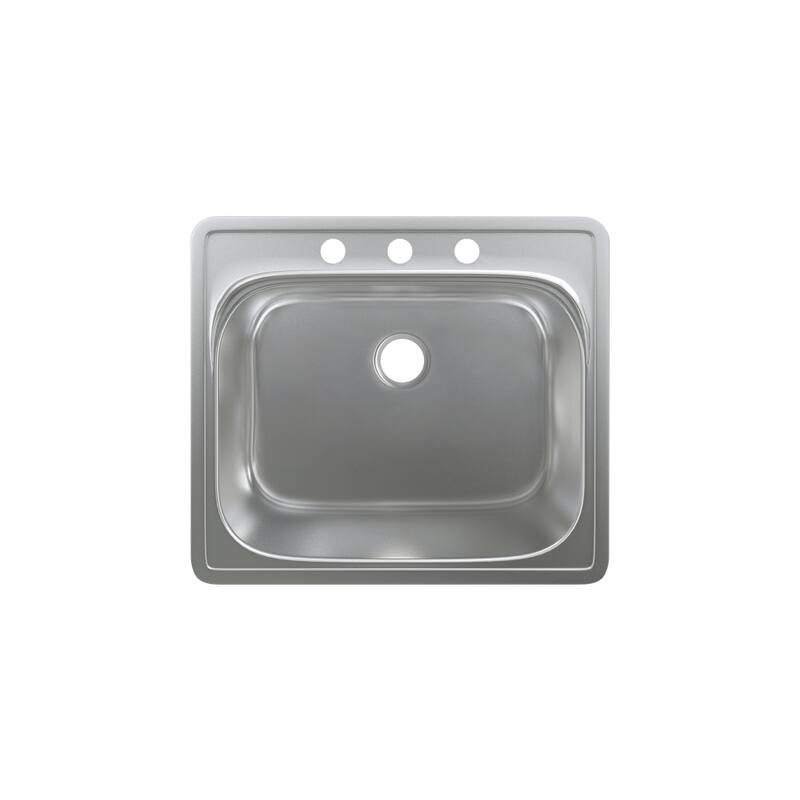 Ouvert 25 x 22 Stainless Steel, Single Basin, Top Mount Kitchen Sink - Stainless Steel