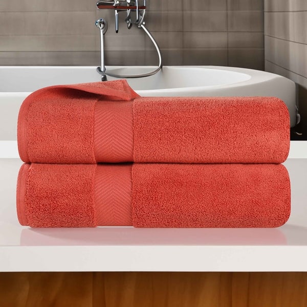 Superior Absorbent Zero Twist Cotton Bath Towel (Set of 2) - Brick