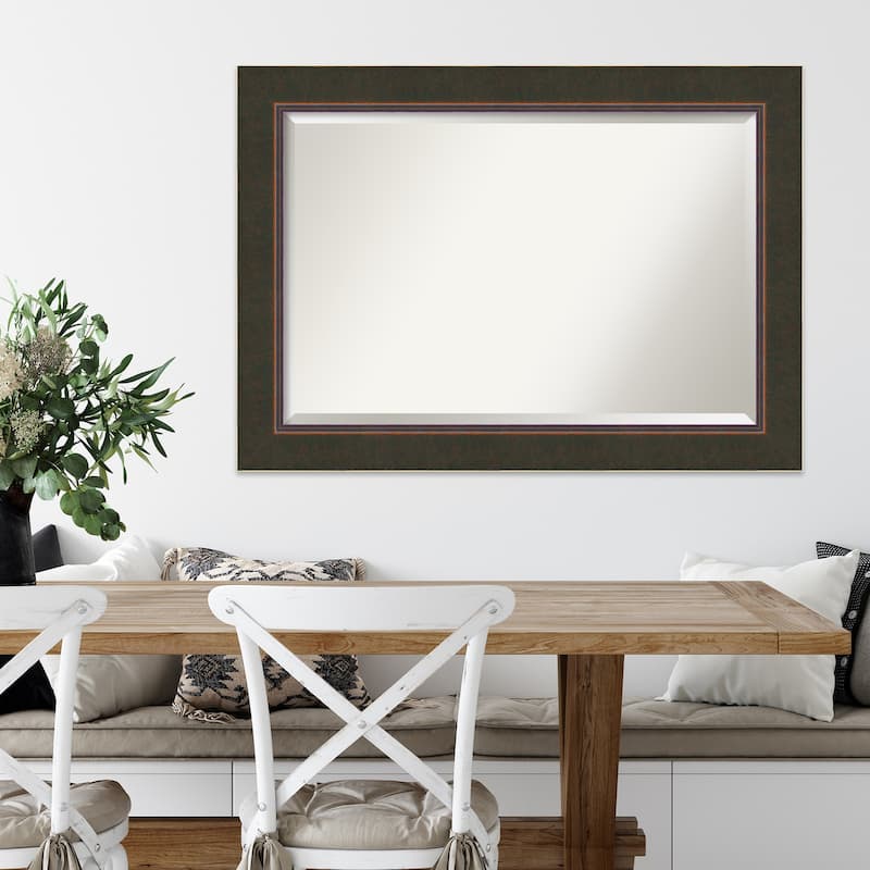 Beveled Wood Wall Mirror - Milano Bronze Frame - Outer Size: 42 x 30 in