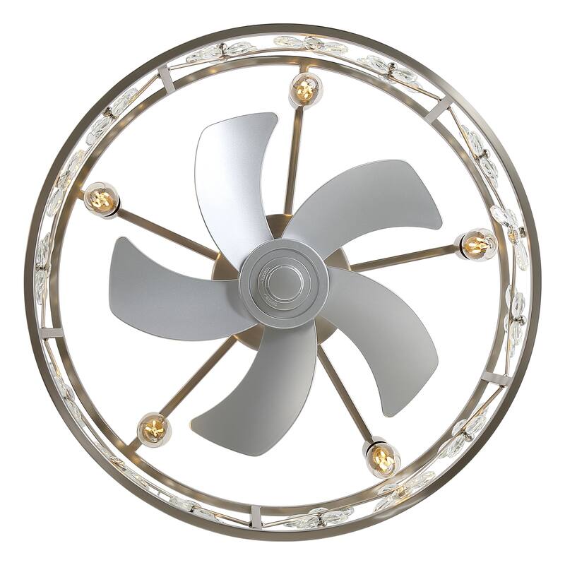 20" Glam Crystal Chandelier Caged Ceiling Fan with Light and Remote