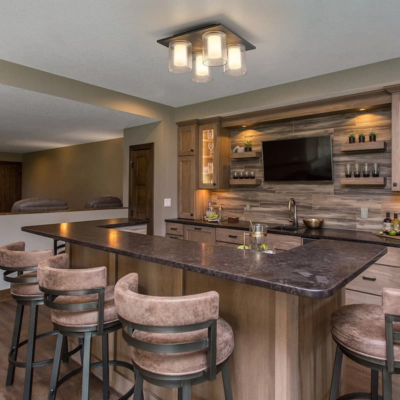 Scandinavian 4-Light Glass Dimmable LED Semi Flush Mount 13.8in