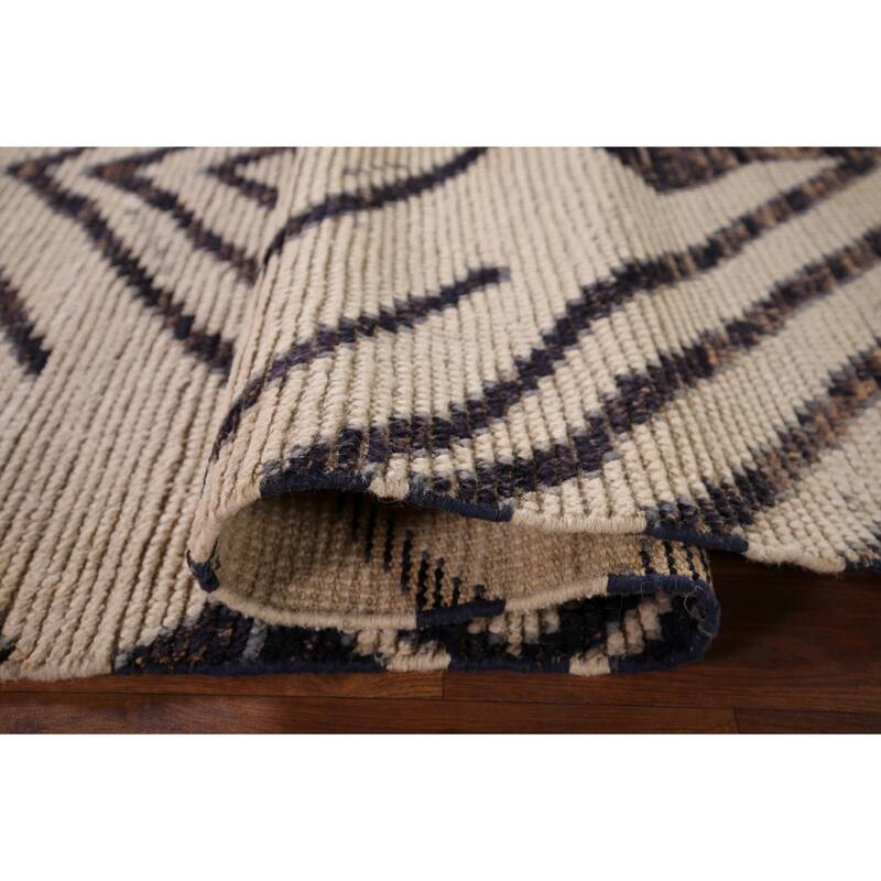 Geometric Moroccan / Modern Area Rug Handmade Wool Carpet - 7'10"x 10'9"