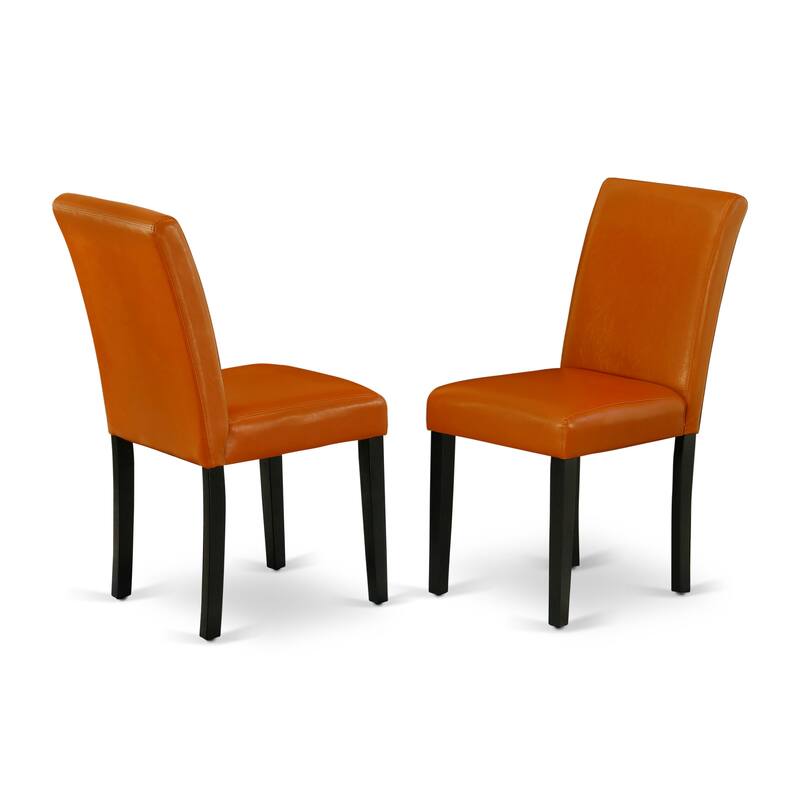 East West Furniture Dining Set- a Dining Table and Baked Bean Faux Leather Chairs, Black(Pieces Options)