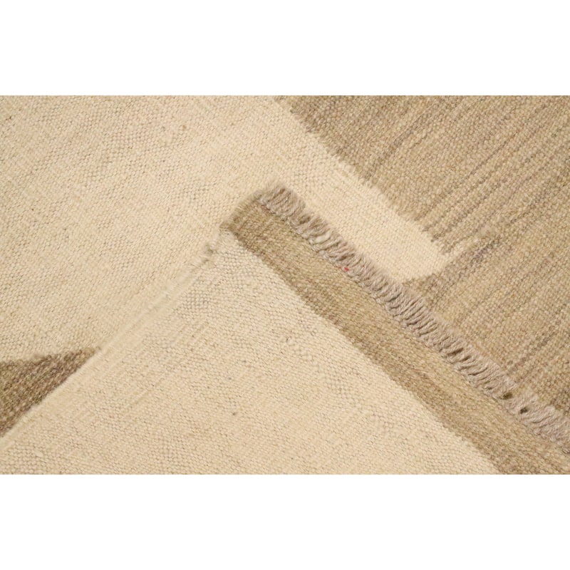 Hand Woven Oriental 100% Wool Carpet Southwestern Modern Beige & Ivories Kilim Area Rug - 5' 10'' X 3' 11''