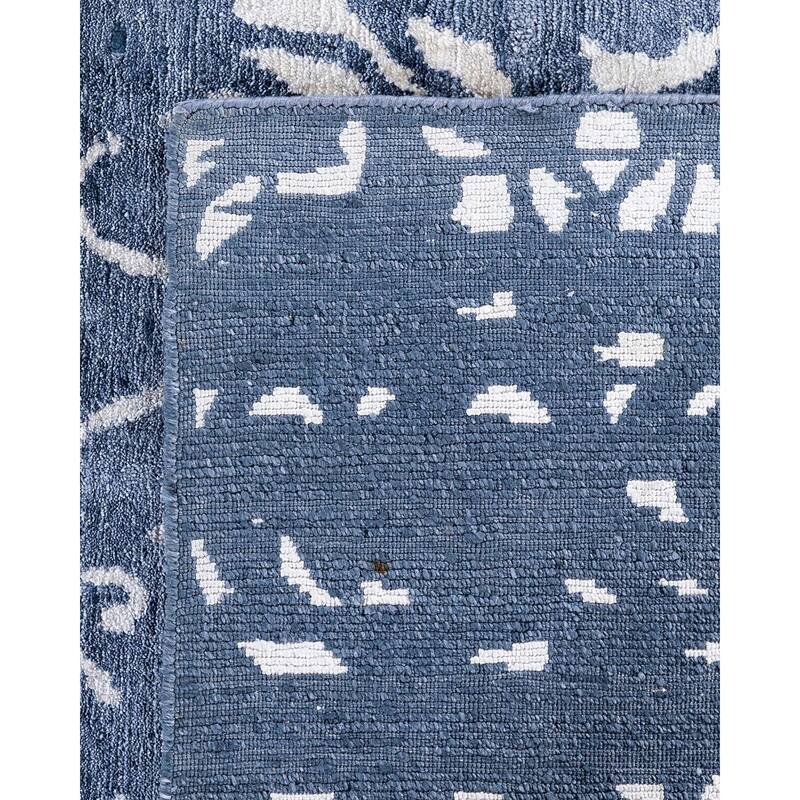 Modern One-of-a-Kind Hand-Knotted Area Rug, Blue - 8' 1" x 10' 3"