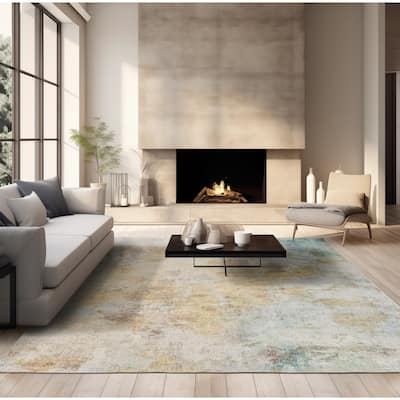Vista Home Montreux Contemporary Abstract Yellow/Gold Area Rug