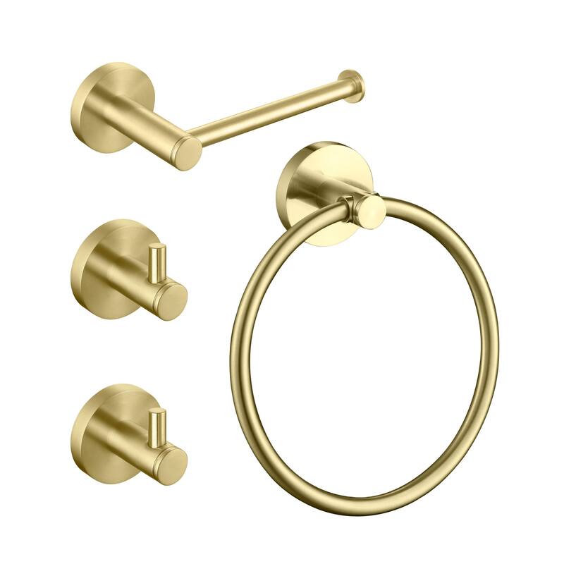Circular 4-Piece Bathroom Hardware Set - Brushed Gold