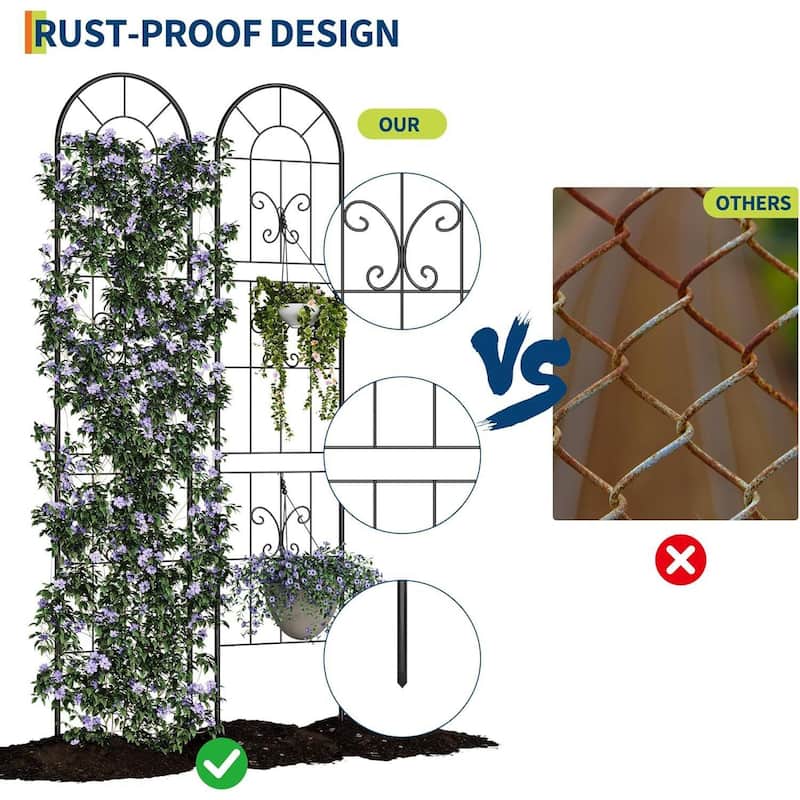 4 pcs Rustproof Garden Fence Panels Outdoor Barrier for Small Yard, Patio Decor & Plant Trellis