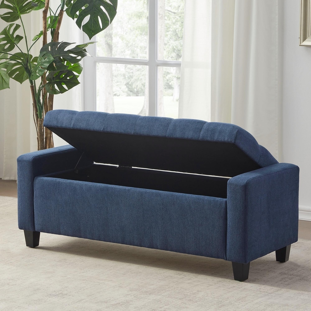 HUIMO Modern Upholstered Flip-Top Storage Ottoman