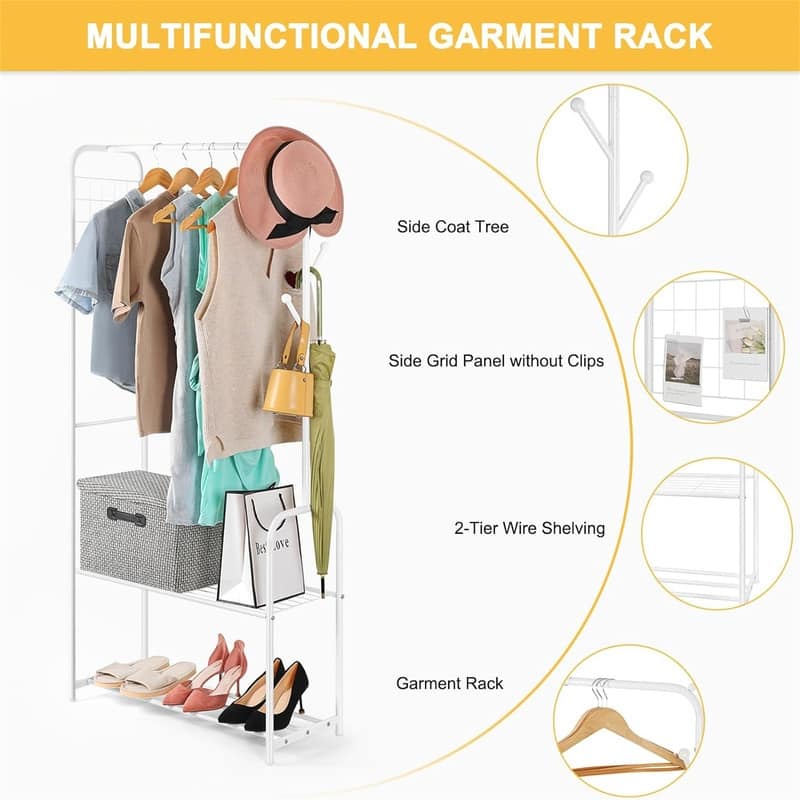 Clothes Rack Metal - 12.6"D x 28.7"W x 61.4"H