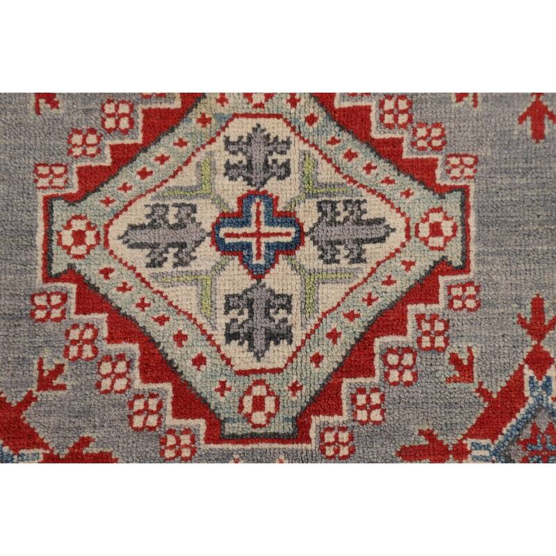 Gray Kazak Oriental Area Rug Hand-Knotted Wool Carpet - 6'7" x 9'6"