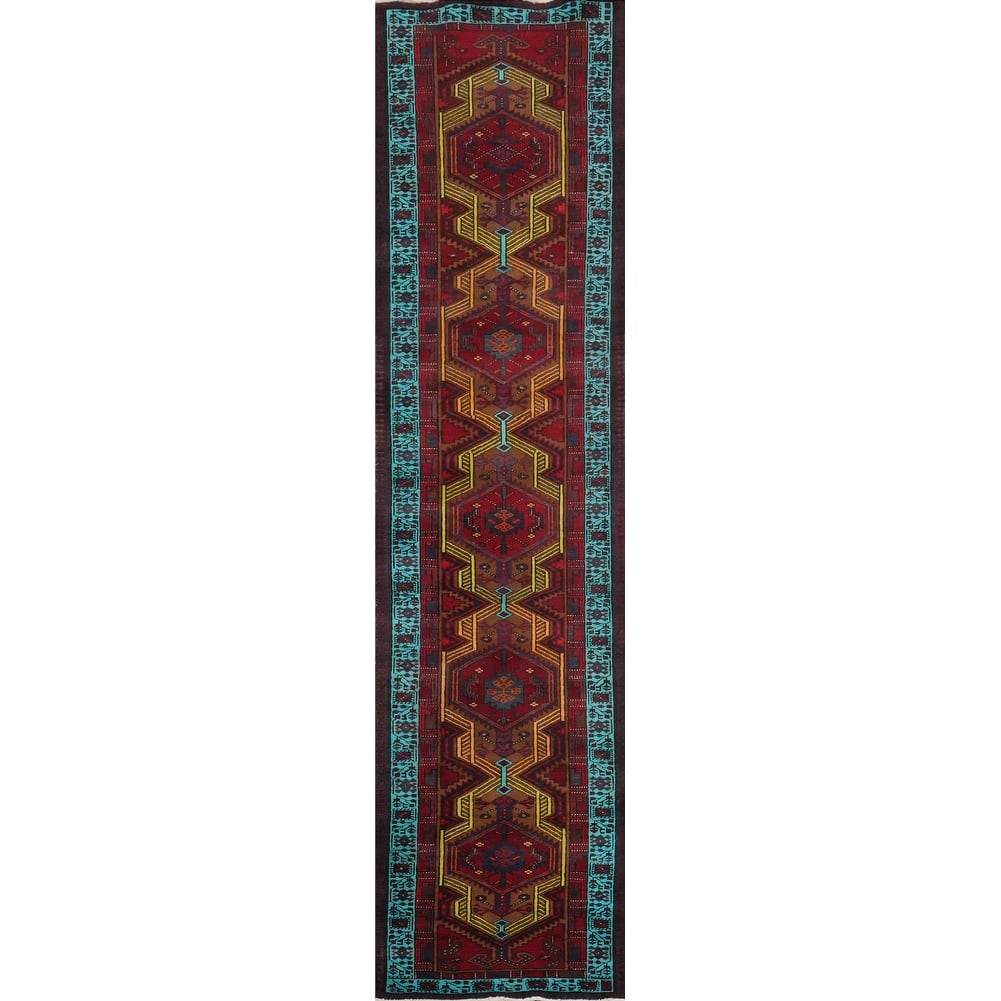Hand Knotted Oriental 100% Wool Carpet Traditional Tribal Red Ardebil Runner Rug - 14' 3'' X 2' 11''