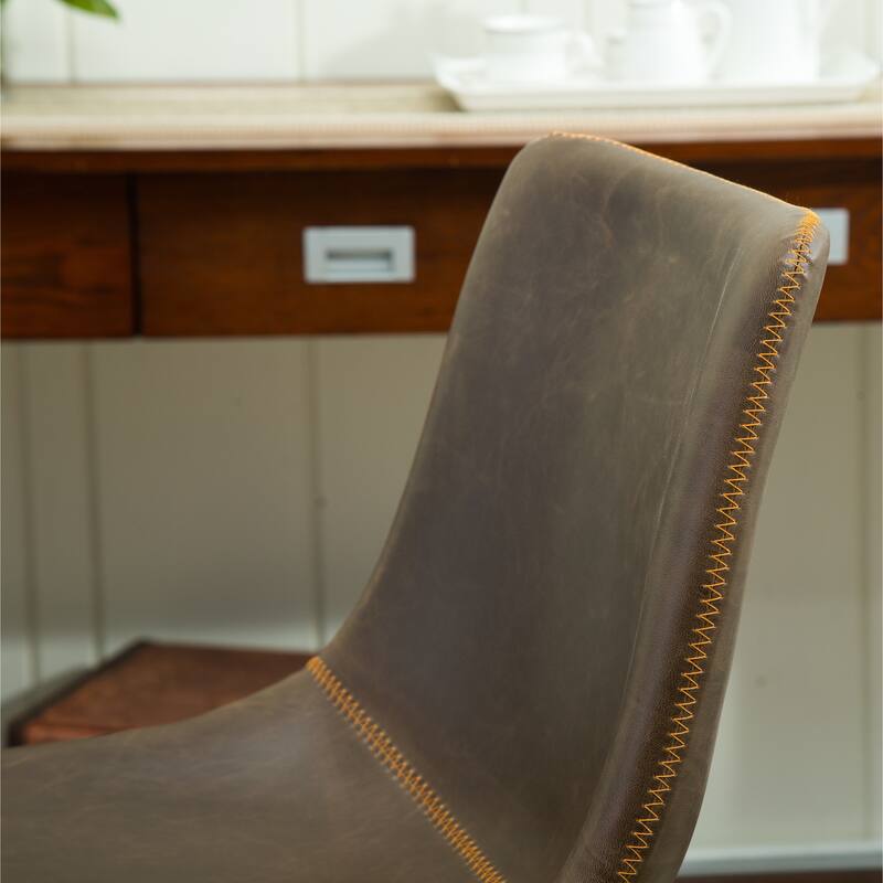 Leather Barrel Chairs with Sled Base, Exquisite Round Dining Table with Trestle, Kitchen Table and Chairs Set