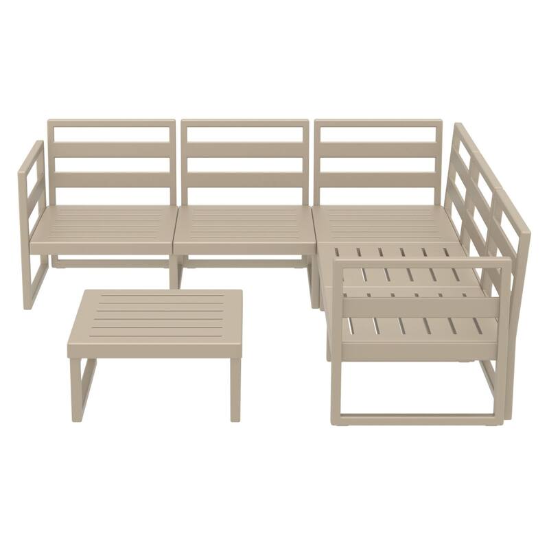 2 Piece Taupe Patio Sectional Lounge Set with Natural Sunbrella Cushion 78.75"