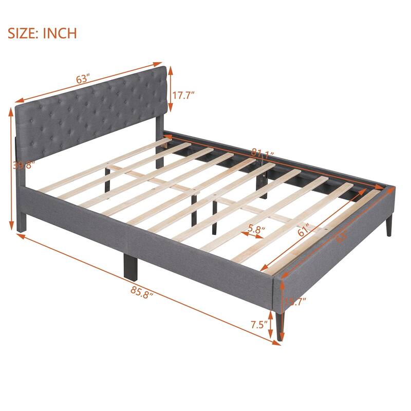 Merax Upholstered Linen Platform Bed, 3 colors