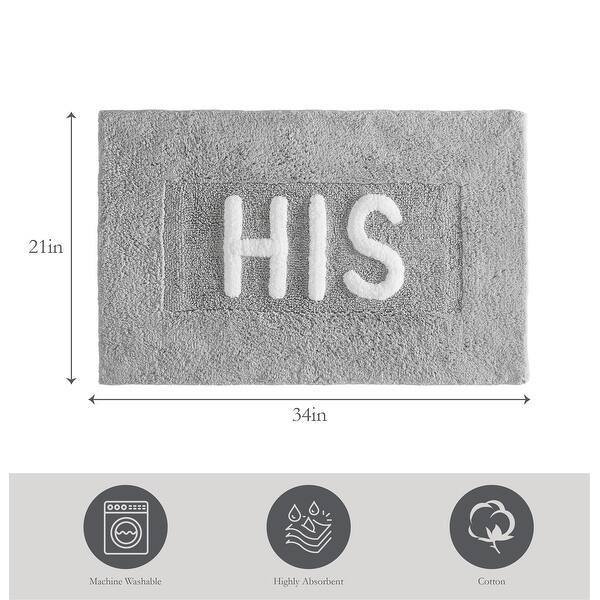 dimension image slide 6 of 10, Jean Pierre Novelty Cotton Bath Rug - 21"x34" - "His" & "Hers"