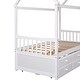 preview thumbnail 9 of 7, White Wooden House Bed with Trundle, 3 Storage Drawers, and Pull-Out Trundle