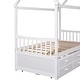 preview thumbnail 16 of 30, Wooden House Bed with Trundle and 3 Storage Drawers