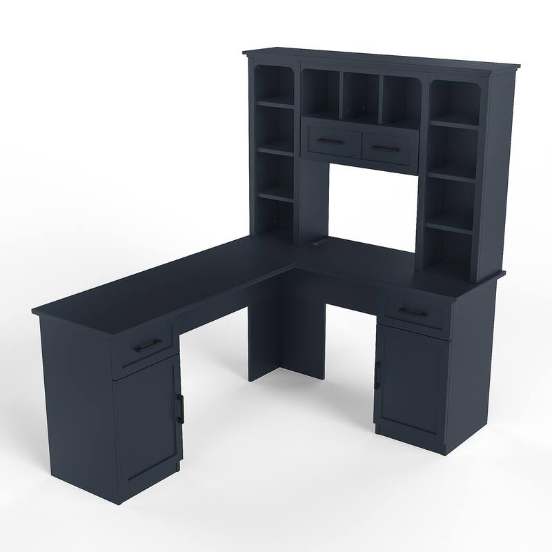 L-Shaped 59" Height Adjustable Electric Standing Desk, Sit and Stand Up Computer Desk For Home Office rustic